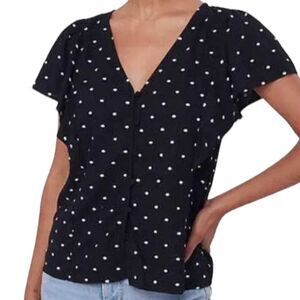 LOFT Dotted Functional buttons Button-up Fluttering Blouse MP